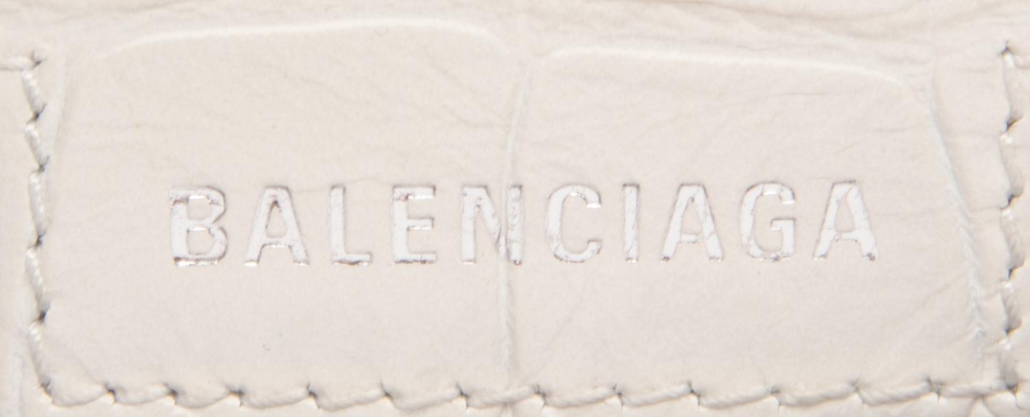 BALENCIAGA, WHITE CROC 'LE CAGOLE' BAG