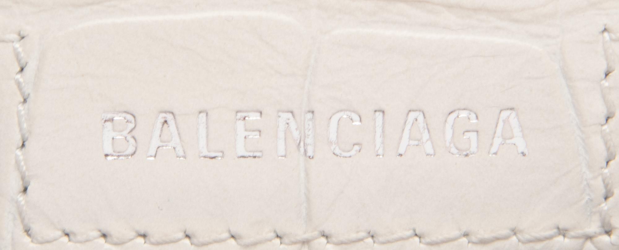 BALENCIAGA, WHITE CROC 'LE CAGOLE' BAG