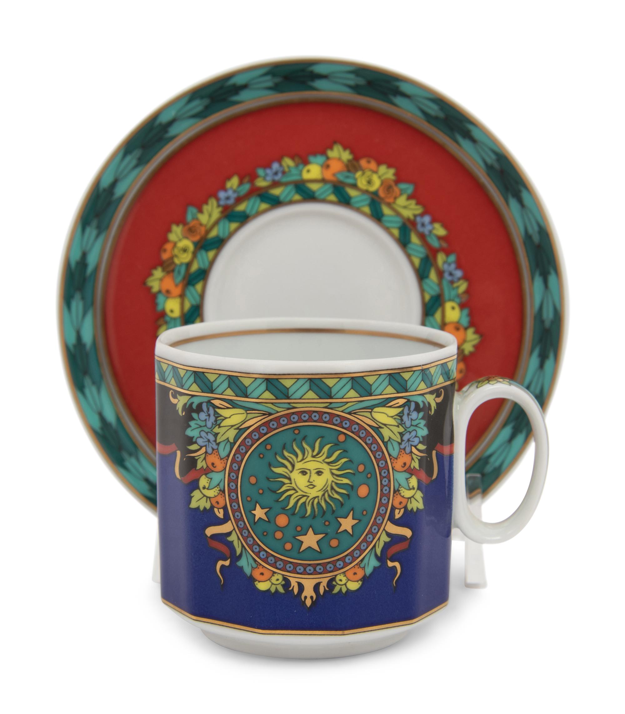A Group of Versace Le Roi Soleil Porcelain Articles