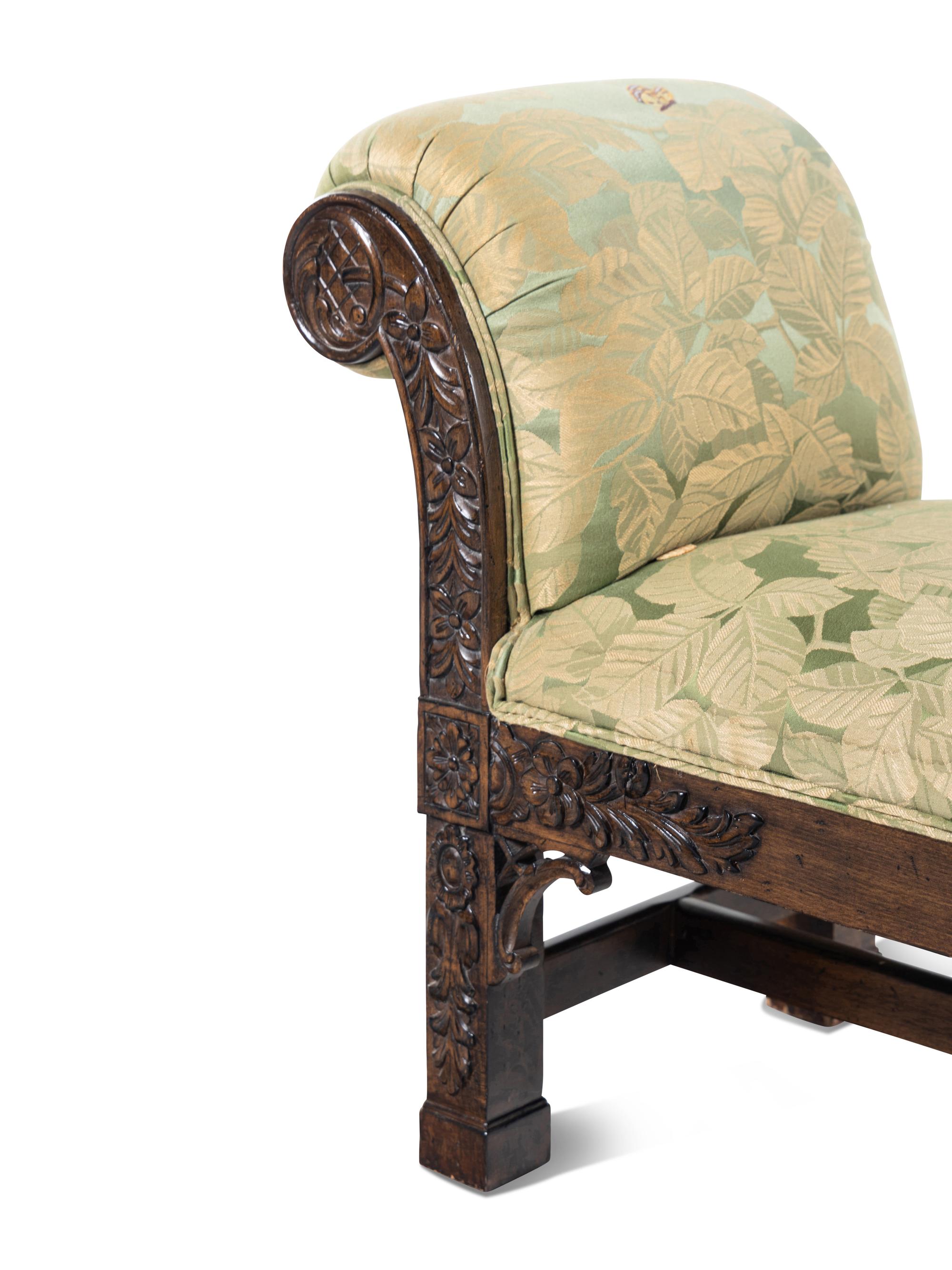 A George III Style Carved Walnut Bench