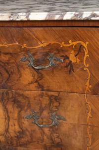 An Italian Marquetry Marble-Top Secretary Commode