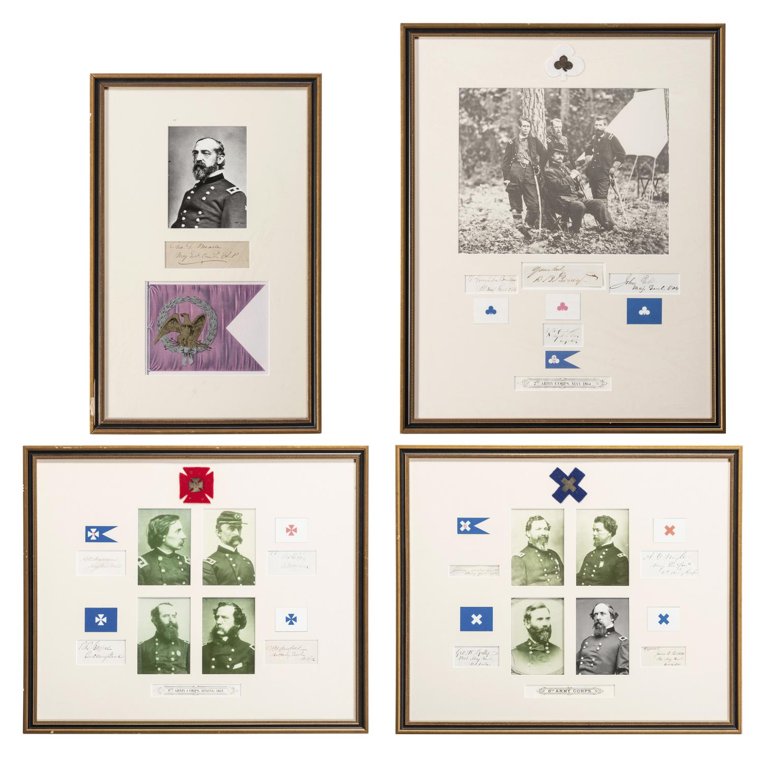 [CIVIL WAR]. 13 autographs of leaders of the Army of Potomac, incl. MEADE, SEDGWICK, and BIRNEY.