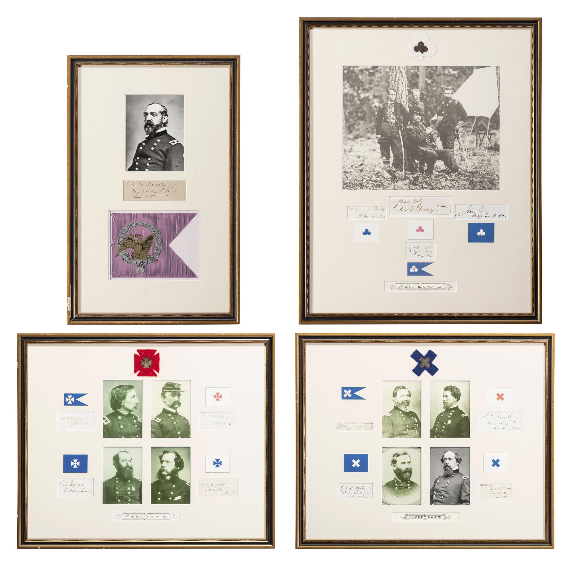 [CIVIL WAR]. 13 autographs of leaders of the Army of Potomac, incl. MEADE, SEDGWICK, and BIRNEY.