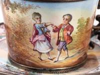 An Austrian Enameled Silver Miniature Tea Service