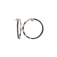 BLACK DIAMOND AND DIAMOND HOOP EARRINGS