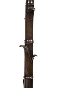 A Pair of French Neoclassical Patinated Bronze Torchères with Custom Silk Shades