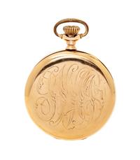 A 14 Karat Yellow Gold Open Face Pocket Watch, Elgin, Circa 1899,