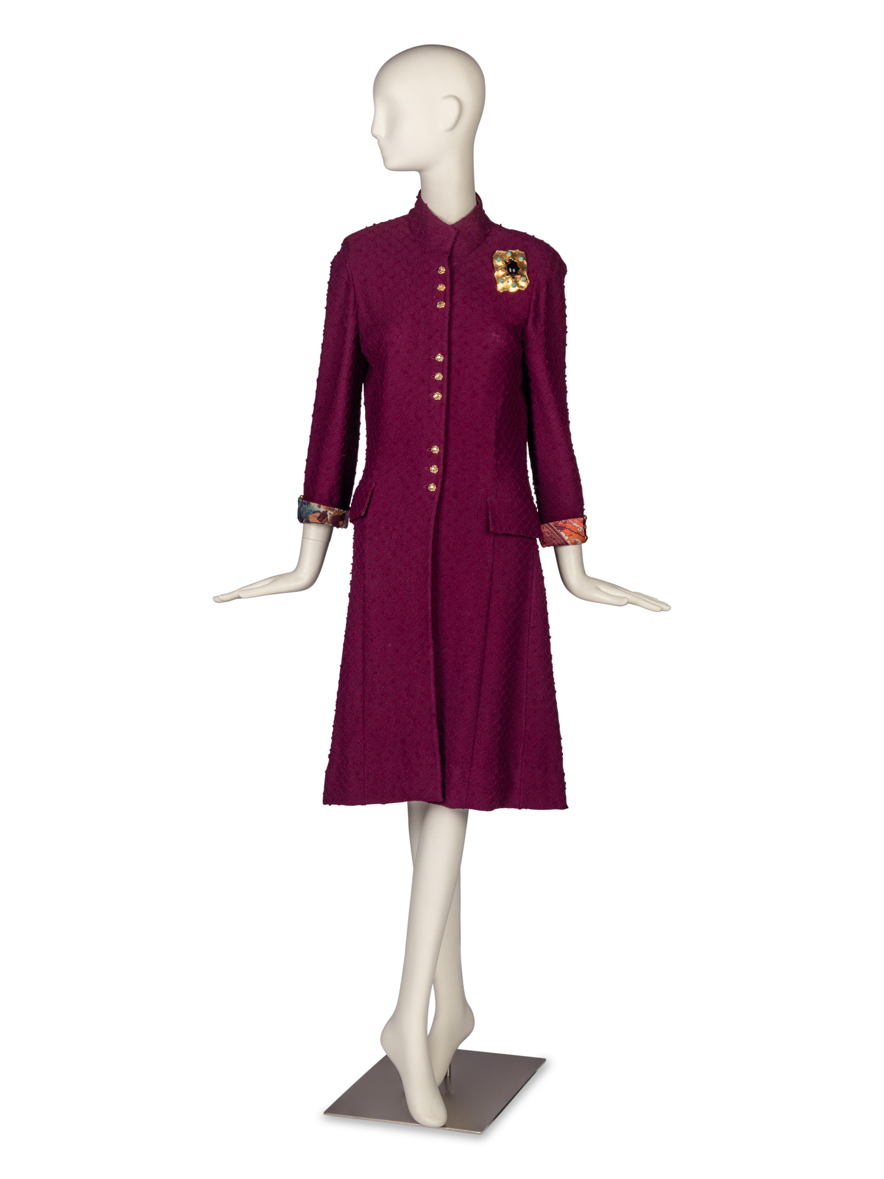 St. John Knit Coat with Brooch