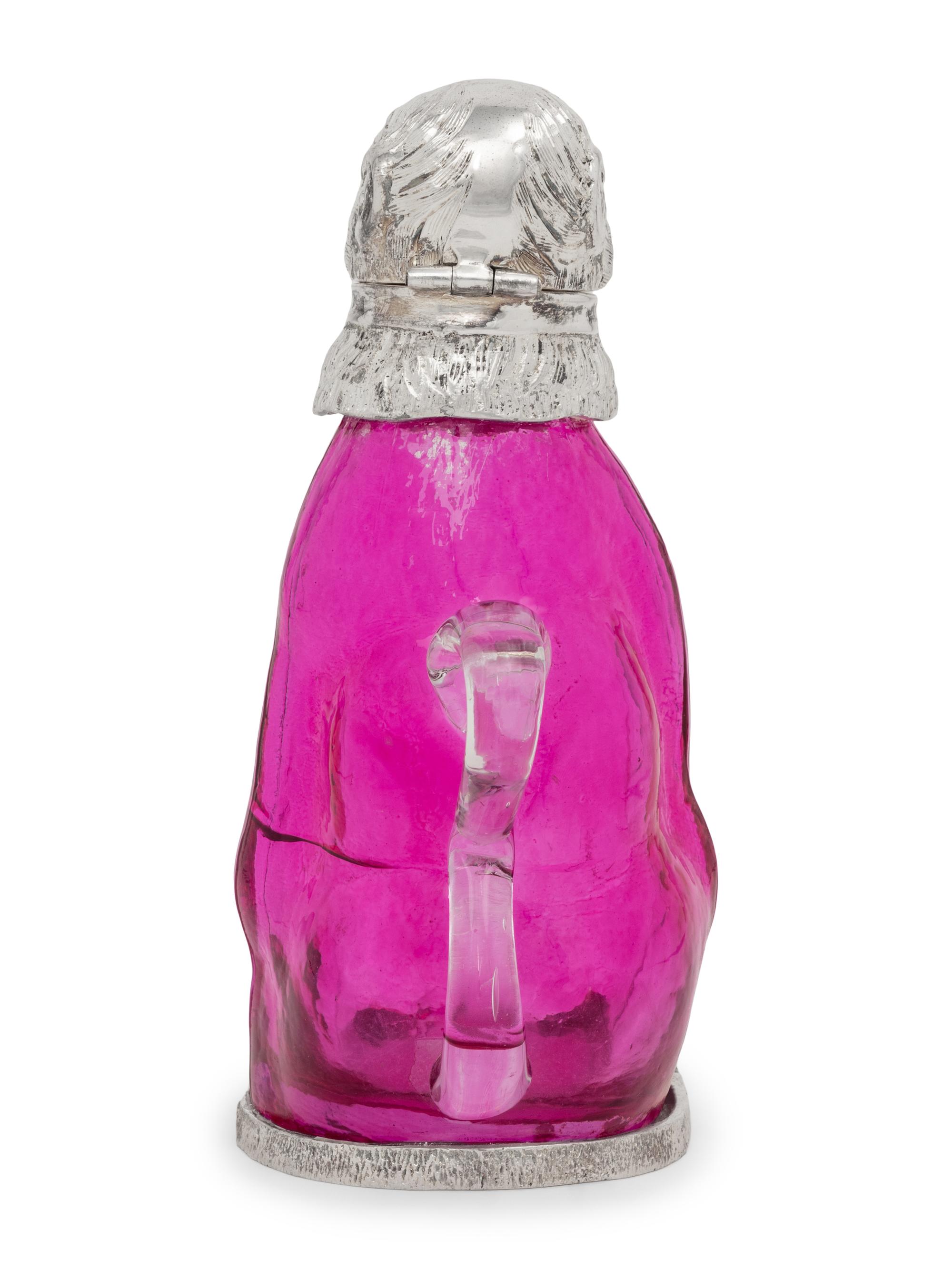 An English Silver-Plate and Glass Monkey Decanter