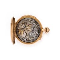 18K YELLOW GOLD QUARTER REPEATER HUNTER CASE POCKET WATCH