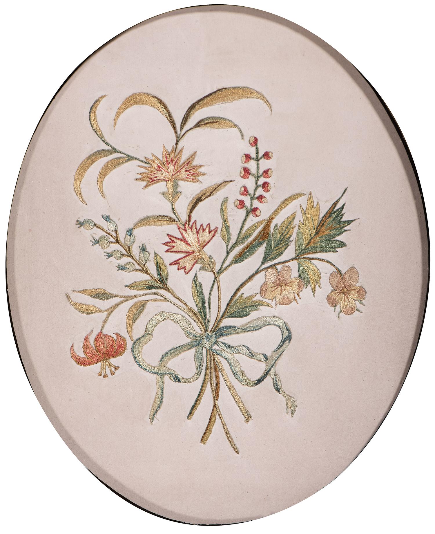 A Pair of Floral Needlework Embroidered Pictures