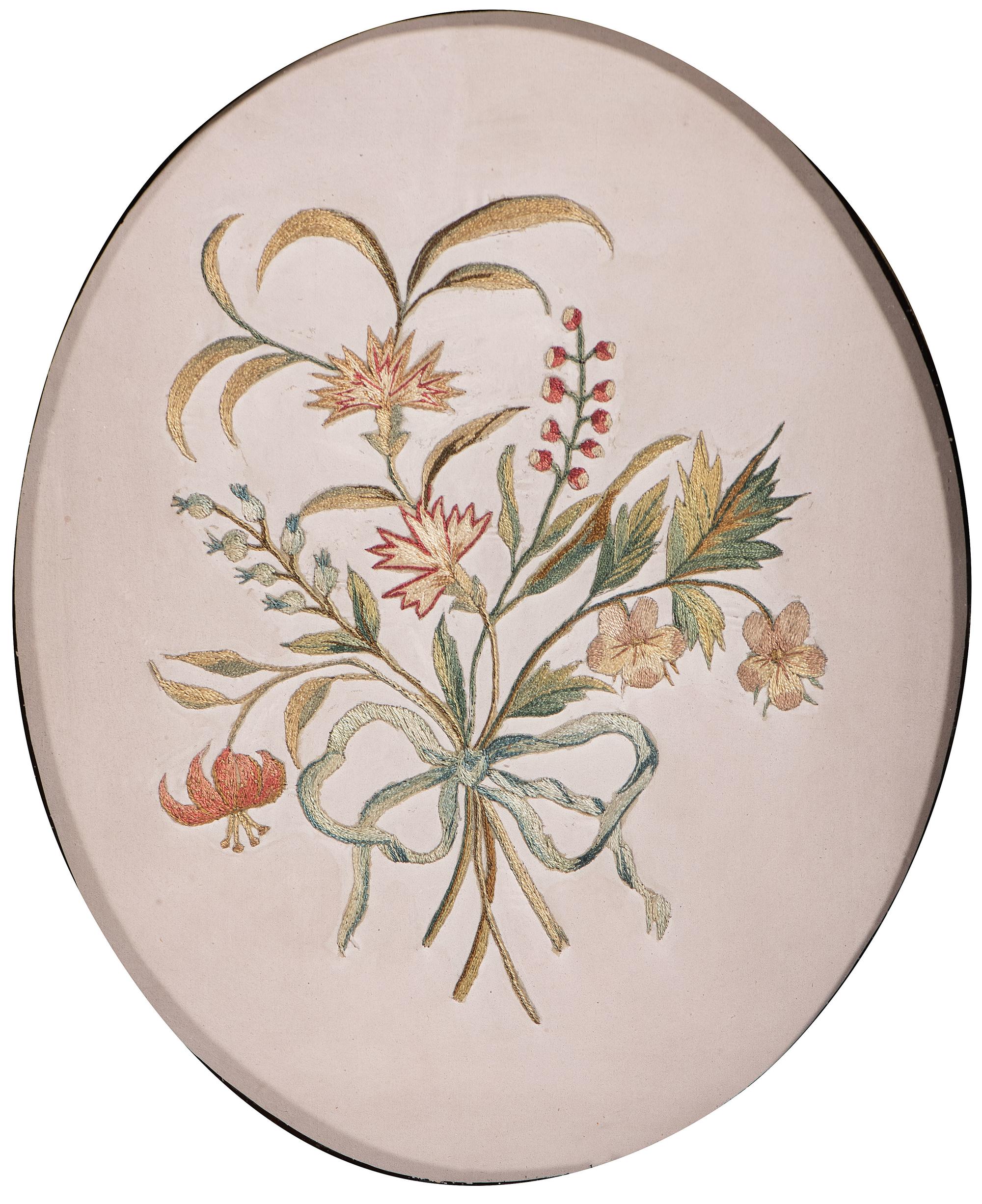 A Pair of Floral Needlework Embroidered Pictures