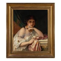 Joseph Coomans (Belgian, 1816-1889) — Young Beauty with Jewelry , 1872
