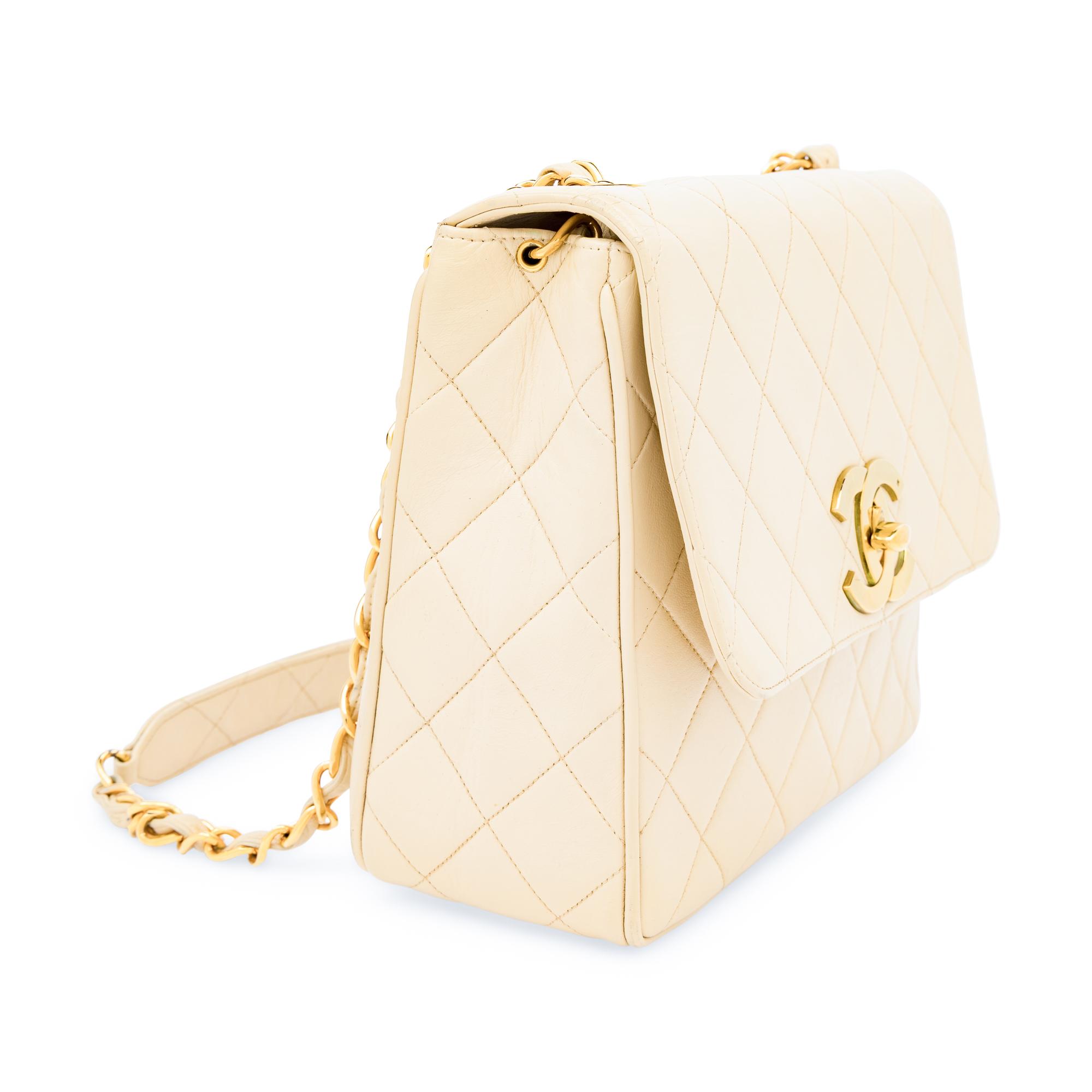 Chanel, Flap Bag in Quilted Ecru Leather