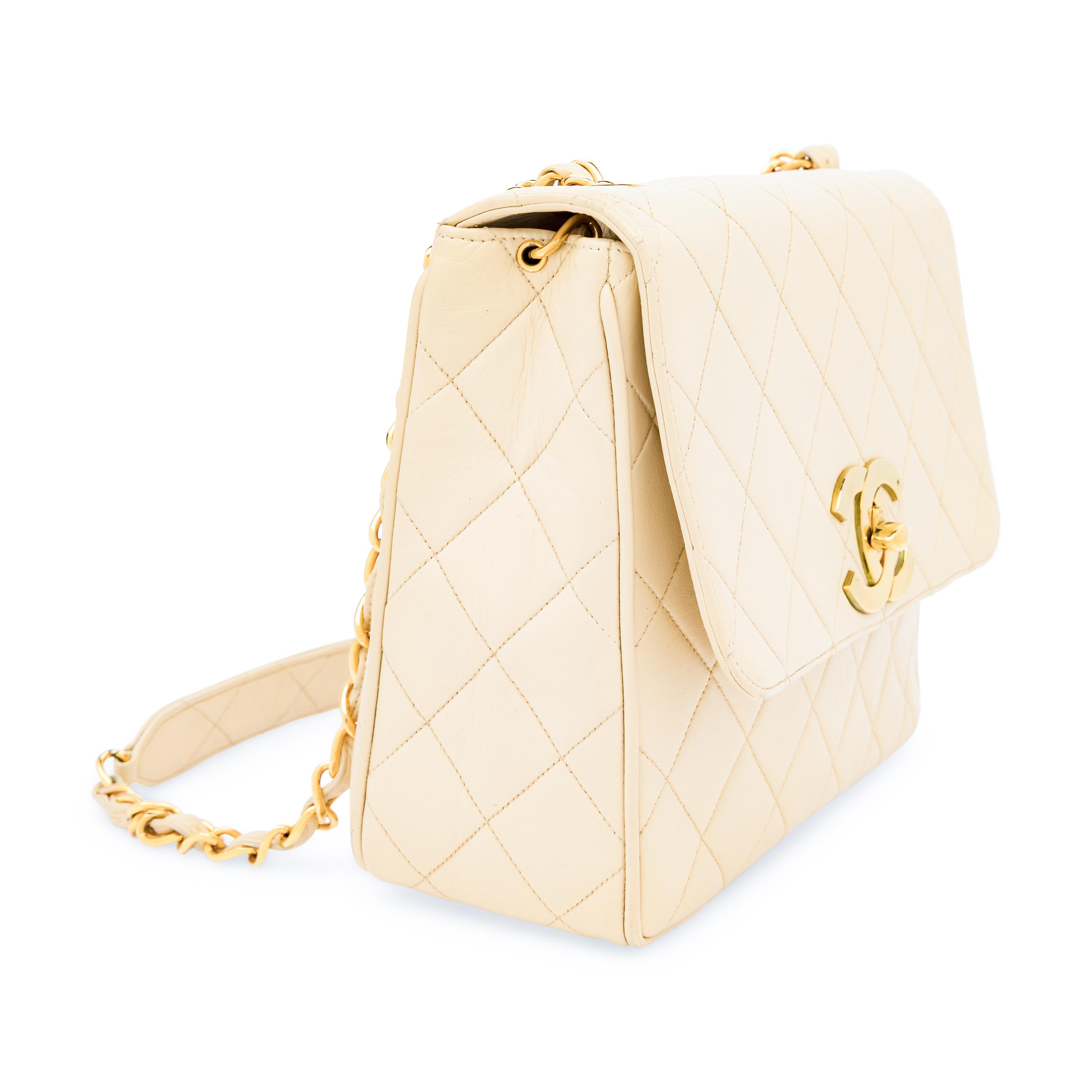 Chanel, Flap Bag in Quilted Ecru Leather
