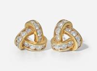 A Set of Matching 18K Yellow Gold and Diamond Earrings and Ring, 2.04 Carat Round Brilliant-Cut Diamond, GIA Certified