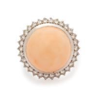 A Coral and Diamond Ring,