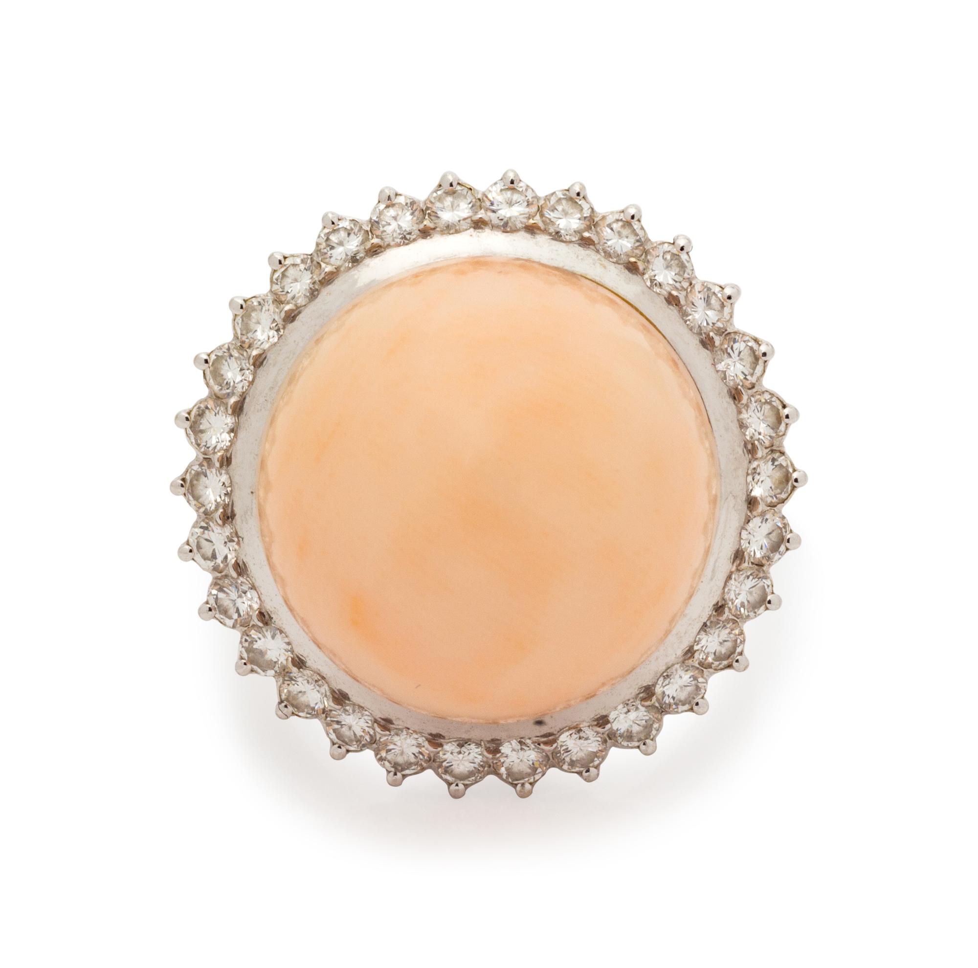 A Coral and Diamond Ring,