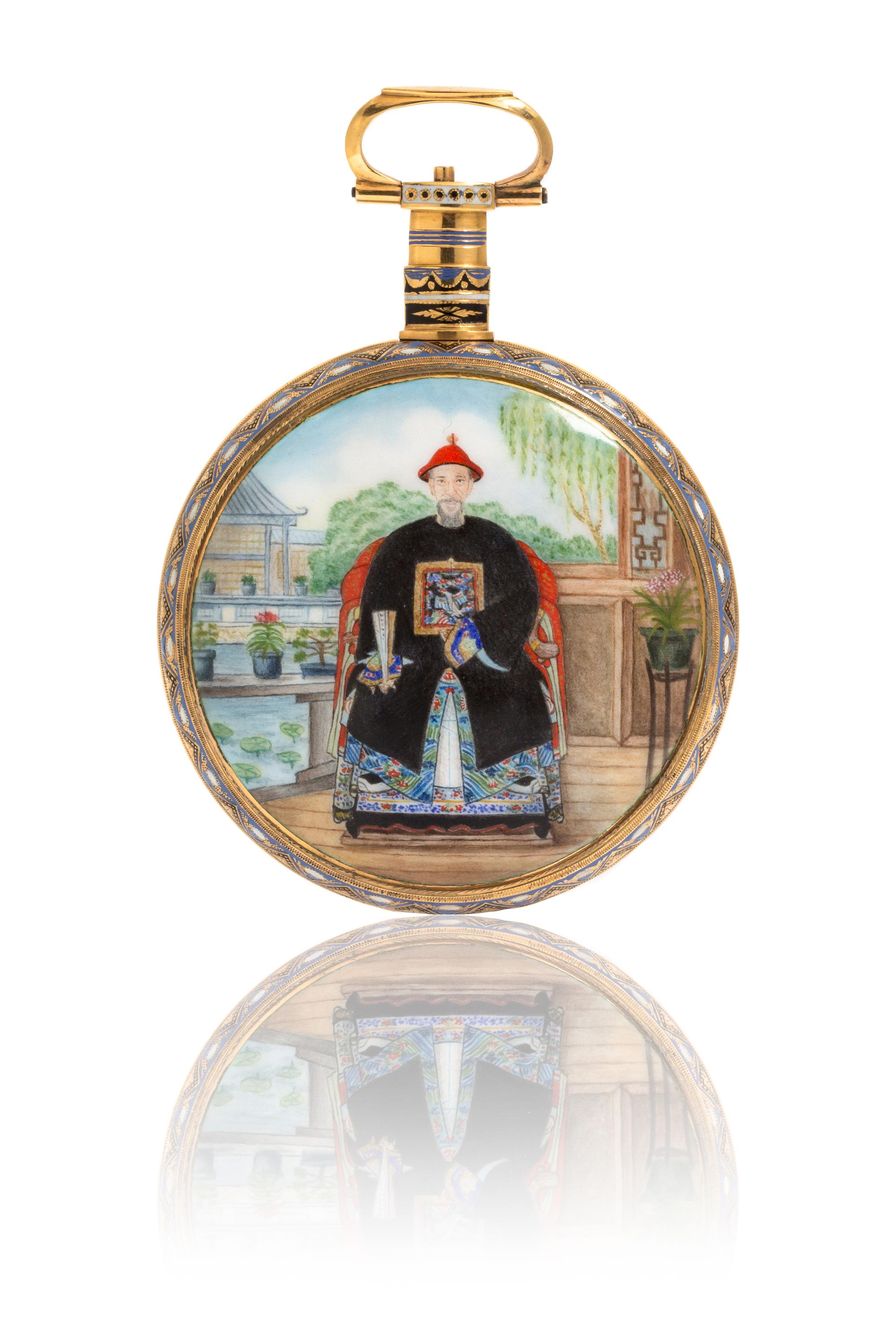 An Exceptional Gold and Polychrome Enamel Open Face Pocket Watch Made For the Chinese Market WILLIAM ILBERY, EARLY 19TH CENTURY, LONDON — WILLIAM ILBERY, EARLY 19TH CENTURY, LONDON, NO.6645