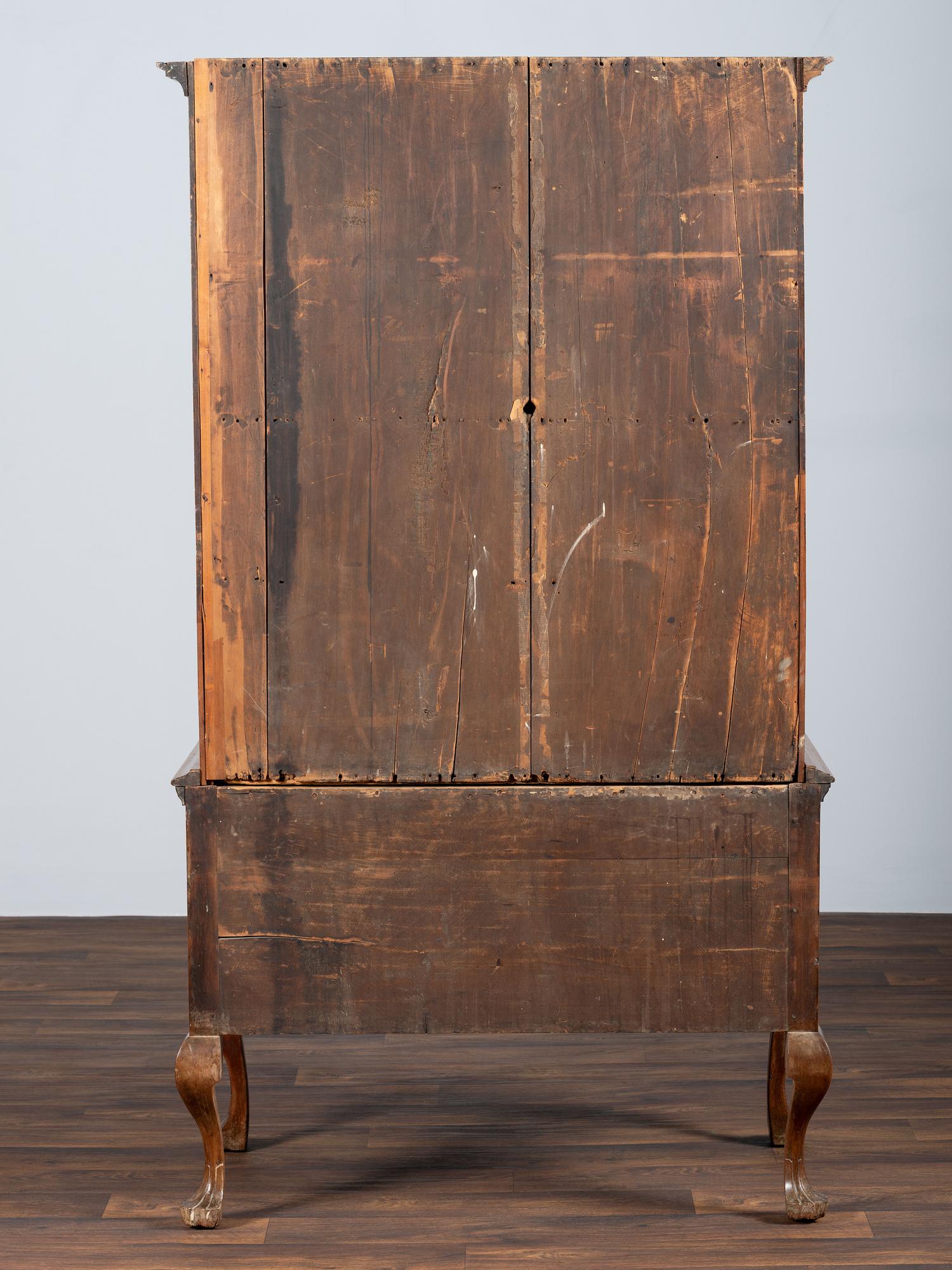 A Queen Anne Walnut Flat-Top High Chest