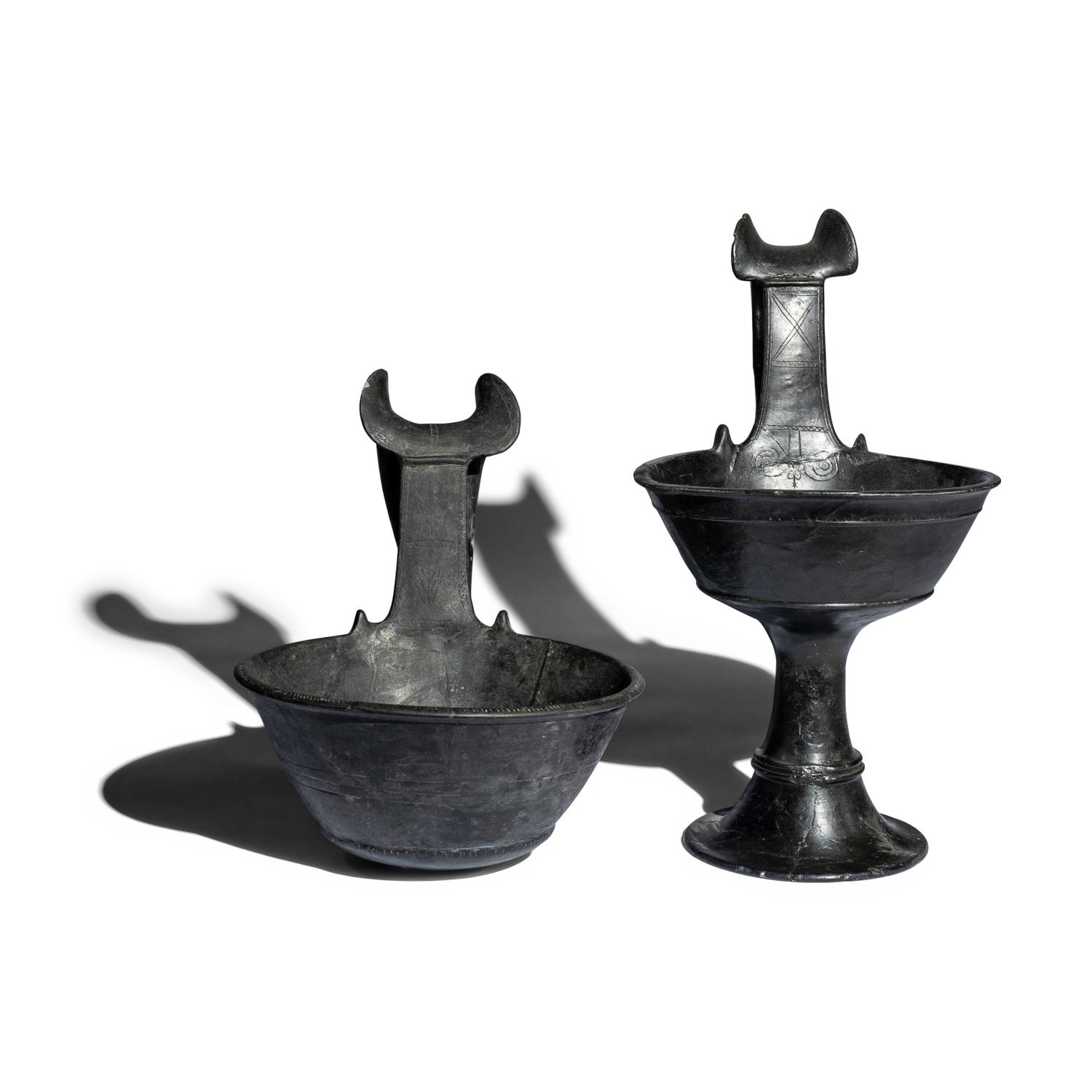Two Etruscan Bucchero Kyathoi