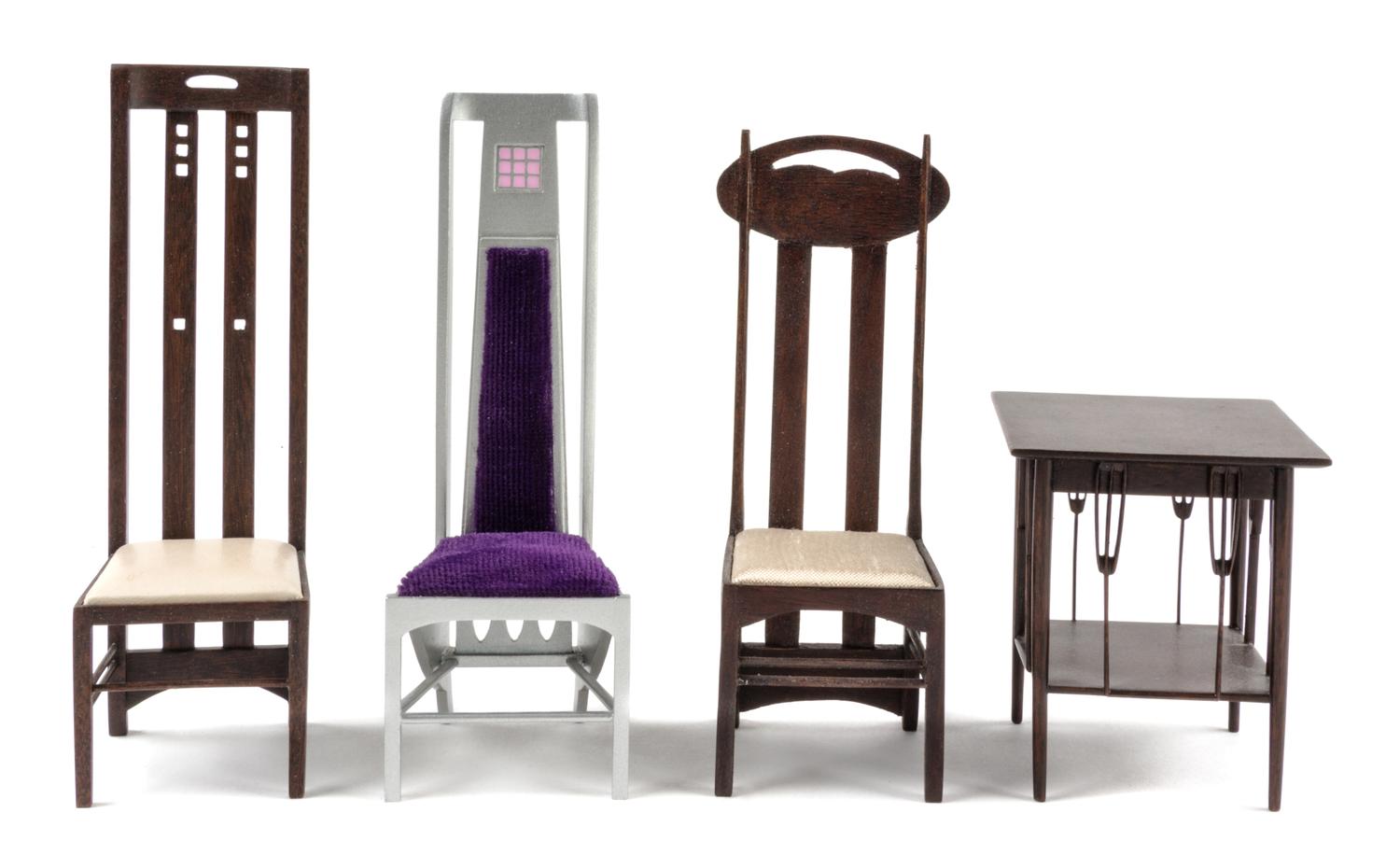 Four Arts and Crafts Style Furniture Articles Height of tallest 4 7/8 inches. — Ian Holoran, Crieff, Scotland