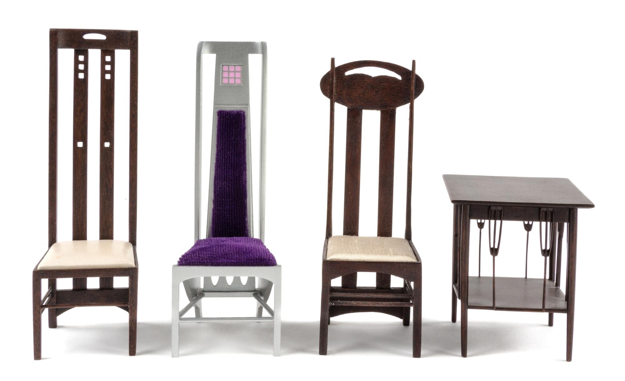 Four Arts and Crafts Style Furniture Articles Height of tallest 4 7/8 inches. — Ian Holoran, Crieff, Scotland