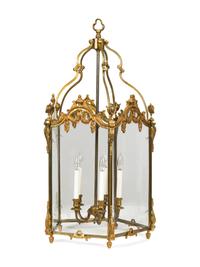 A Pair of Louis XVI Style Gilt Metal Hall Lanterns — 20TH CENTURY