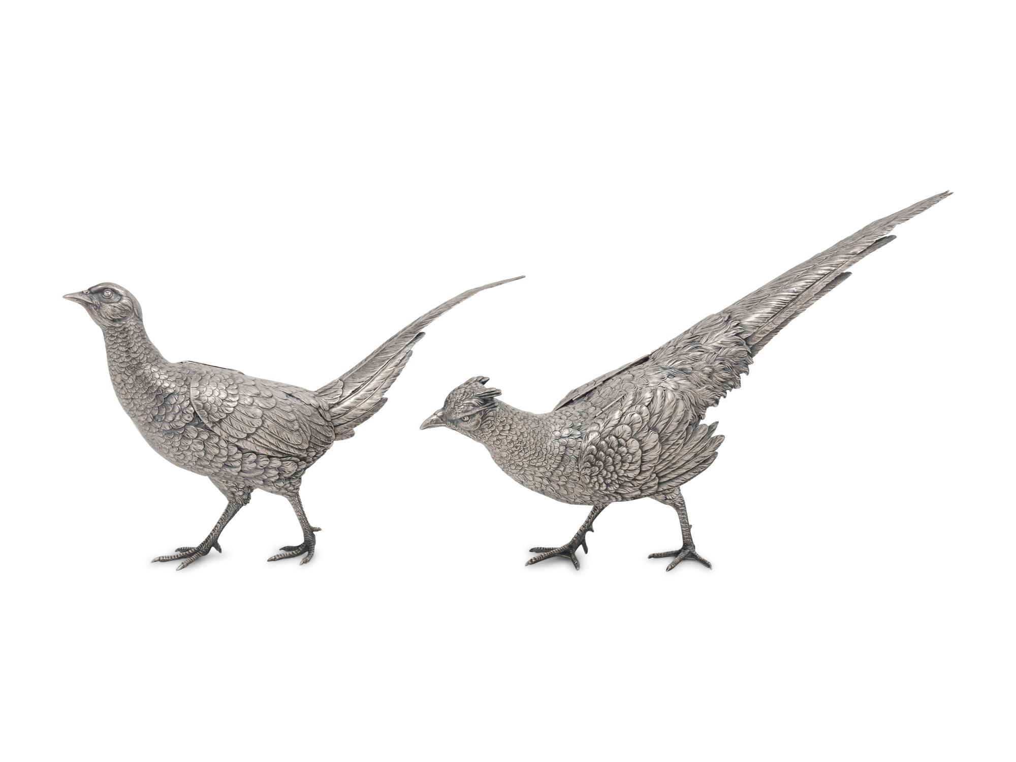 A Pair of Continental Silver Pheasants