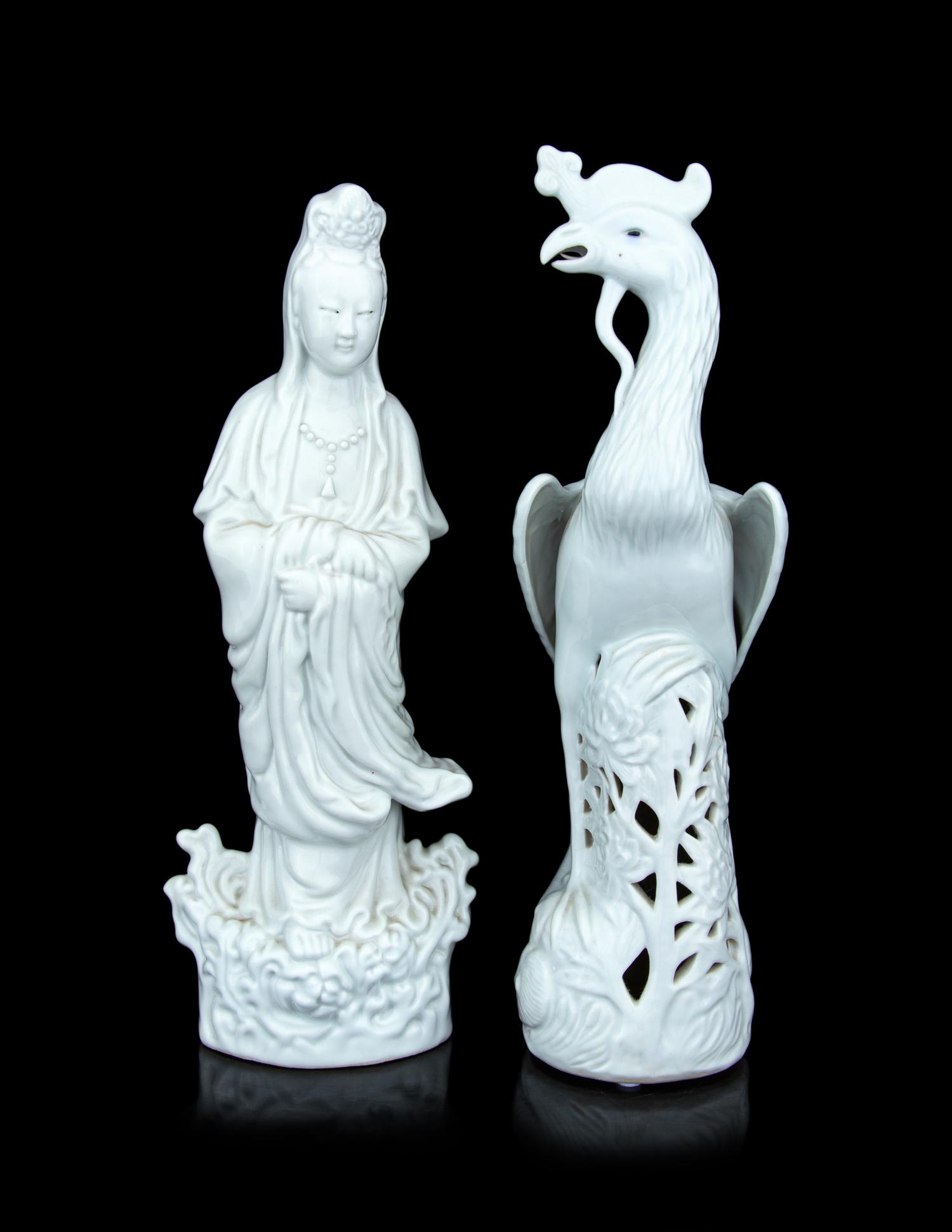 Two Chinese Blanc-de-Chine Porcelain Figures