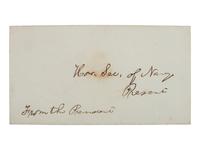 LINCOLN, Abraham (1809-1865). Autograph envelope addressed to Secretary of Navy [Gideon Welles] in Lincoln's hand.