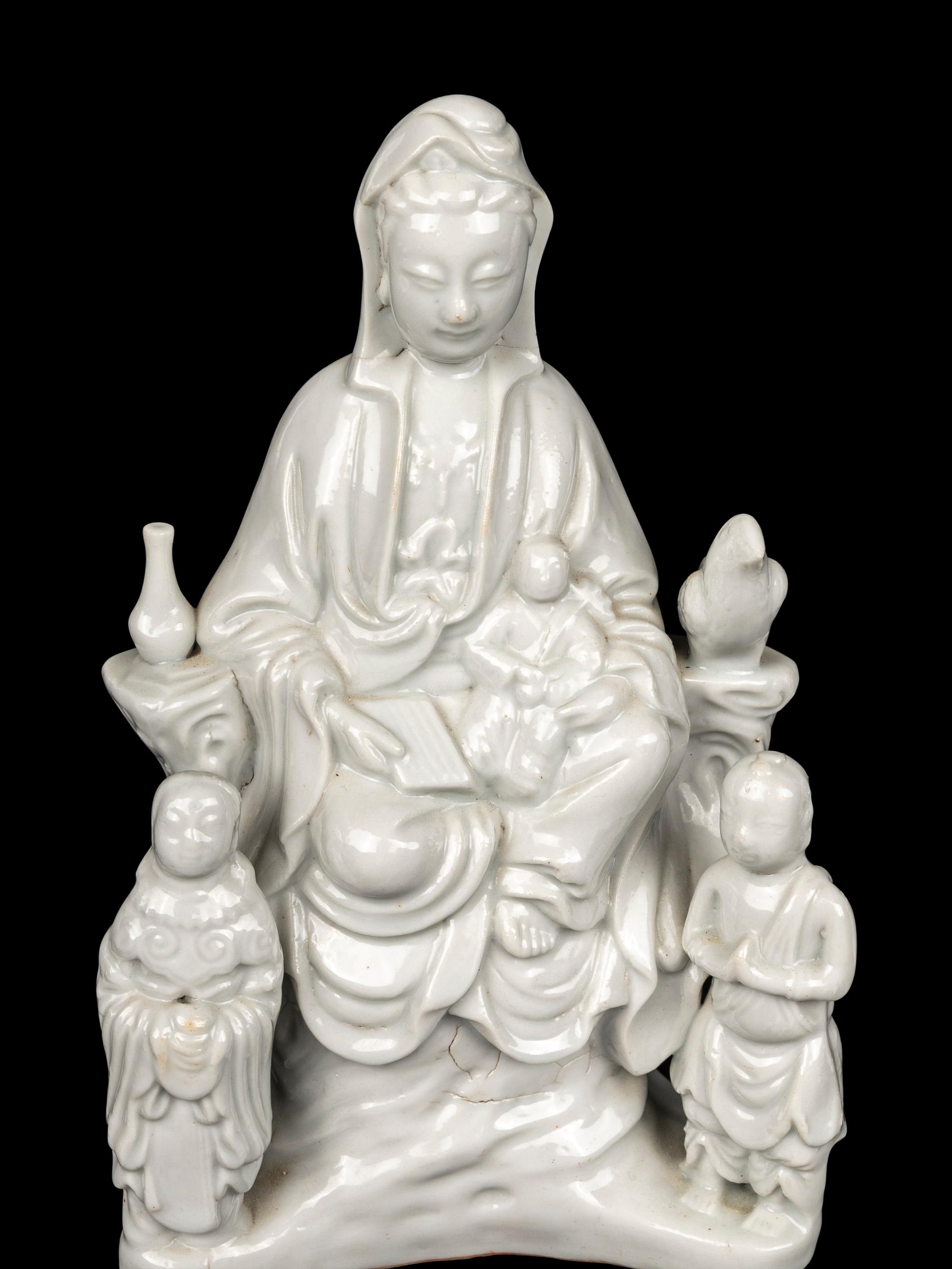 Three Chinese Blanc-de-Chine Porcelain Figures