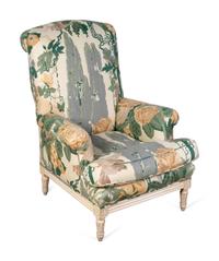 A Louis XVI Style Carved and Painted High Back Bergère — 20TH CENTURY