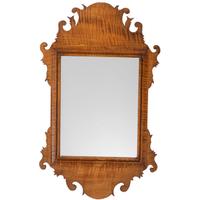 A Chippendale Style Tiger Maple Looking Glass