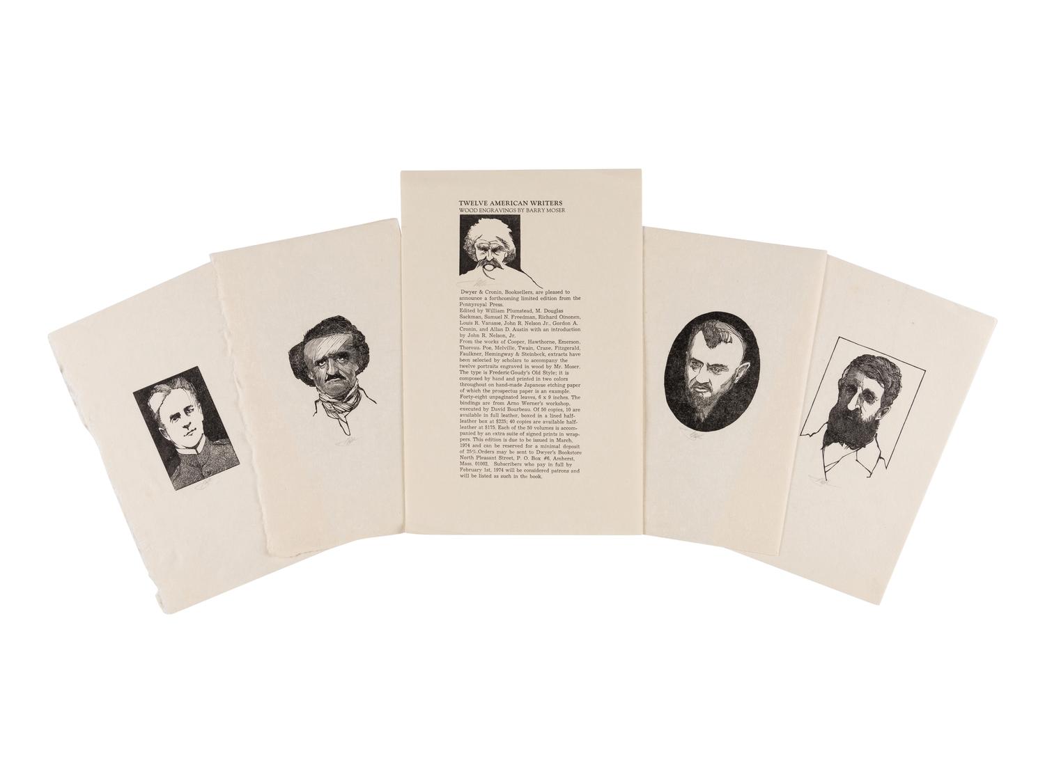 [MOSER, Barry, illustrator]. Additional suite of plates for Twelve American Writers . [Easthampton, MA: Pennyroyal Press, 1974].