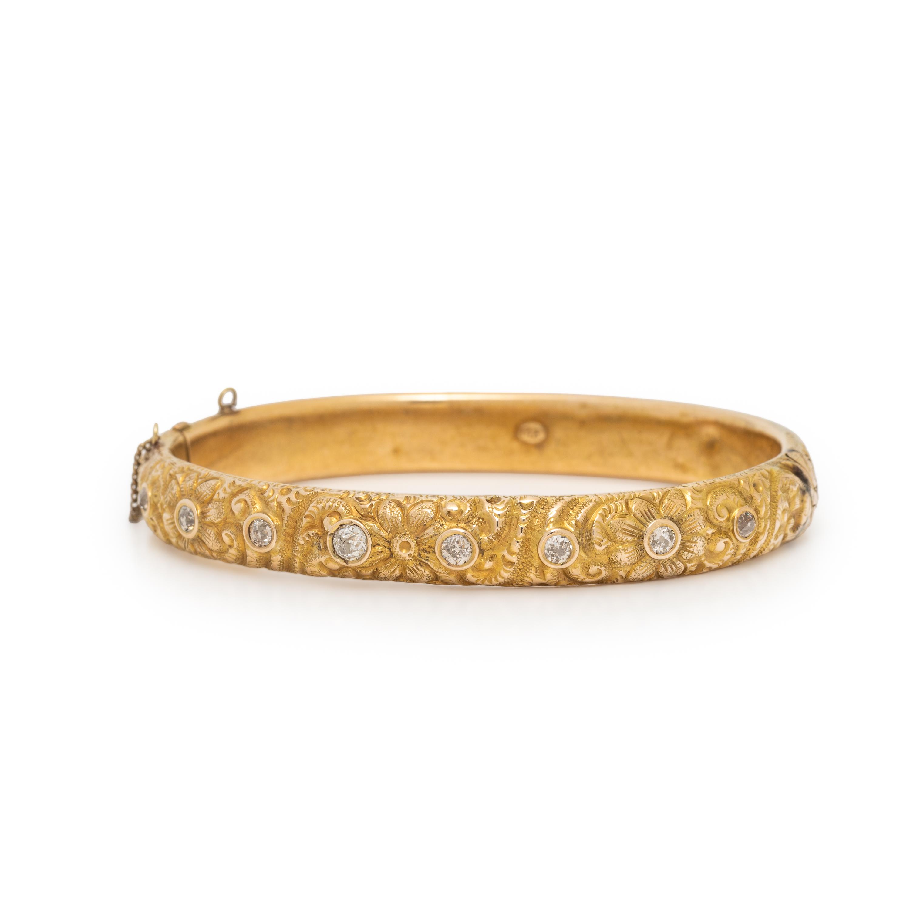 Diamond and Yellow Gold Bangle Bracelet