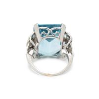 PLATINUM, AQUAMARINE AND DIAMOND RING