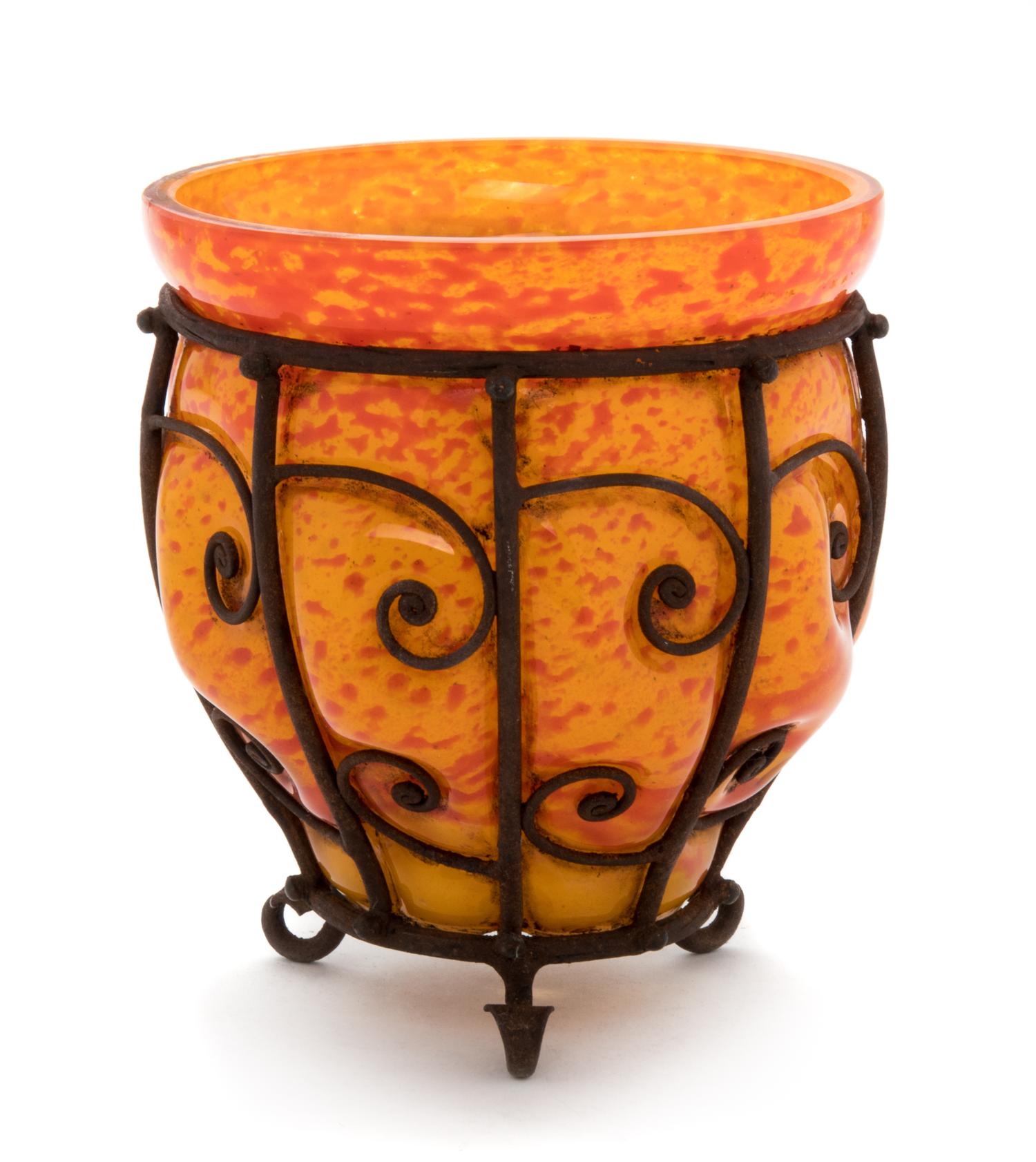 Iron Mounted Glass Vase