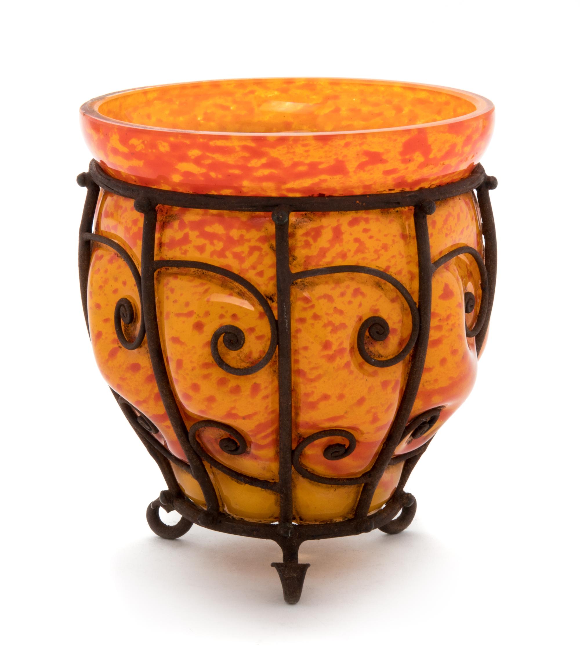 Iron Mounted Glass Vase
