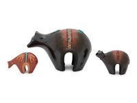 Black and Sienna Pottery Bears, with Turquoise and Heishi
