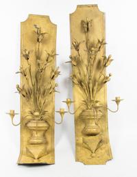 A Pair of Painted Metal Wall Sconces Height 37 1/2 inches. — 20TH CENTURY