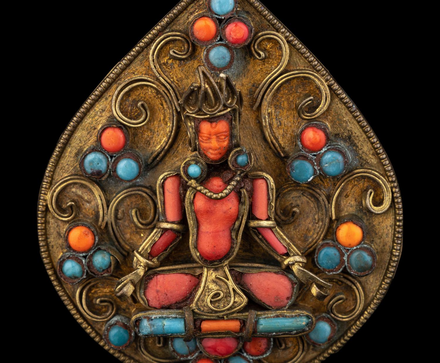 Three Tibetan Hardstone Inlaid Brooches