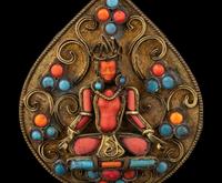 Three Tibetan Hardstone Inlaid Brooches