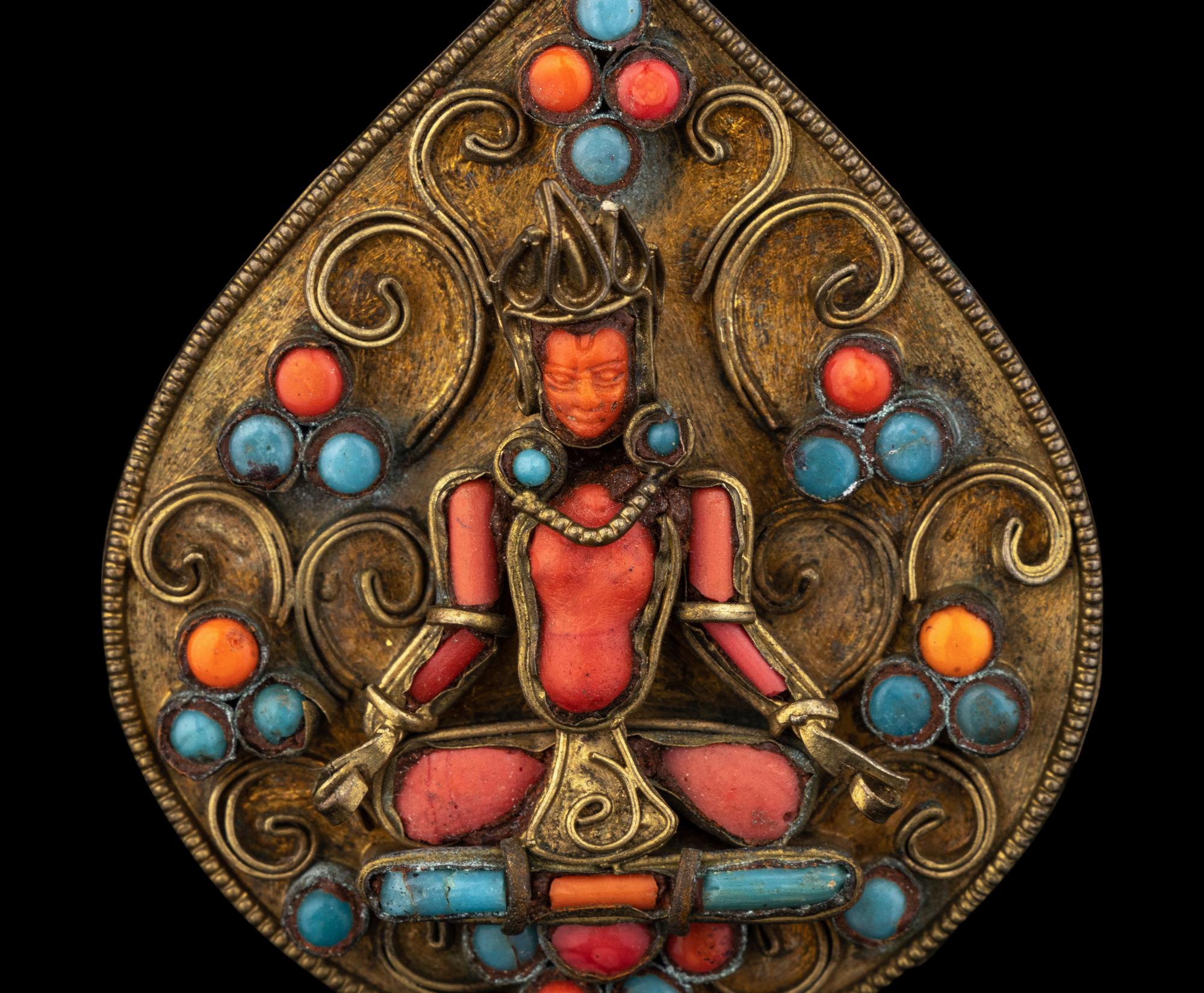 Three Tibetan Hardstone Inlaid Brooches