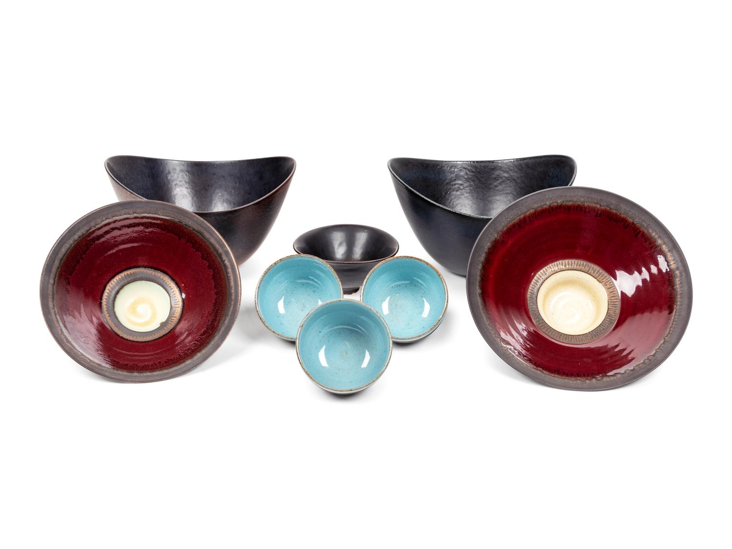 Eight Gunnar Nylund and Other Studio Ceramic Bowls