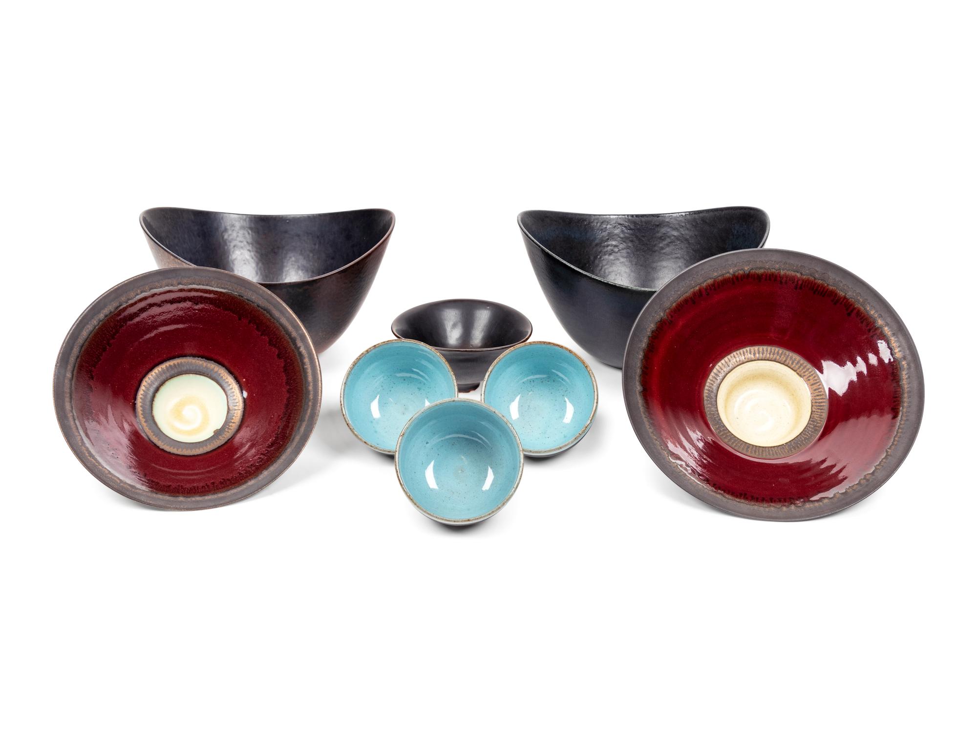 Eight Gunnar Nylund and Other Studio Ceramic Bowls