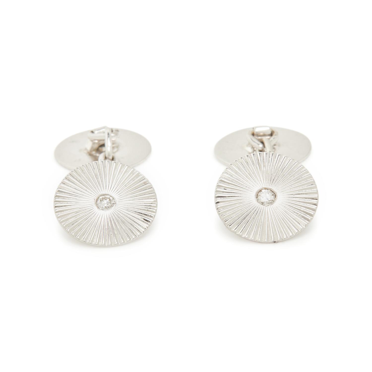 CARTIER, WHITE GOLD AND DIAMOND CUFFLINKS