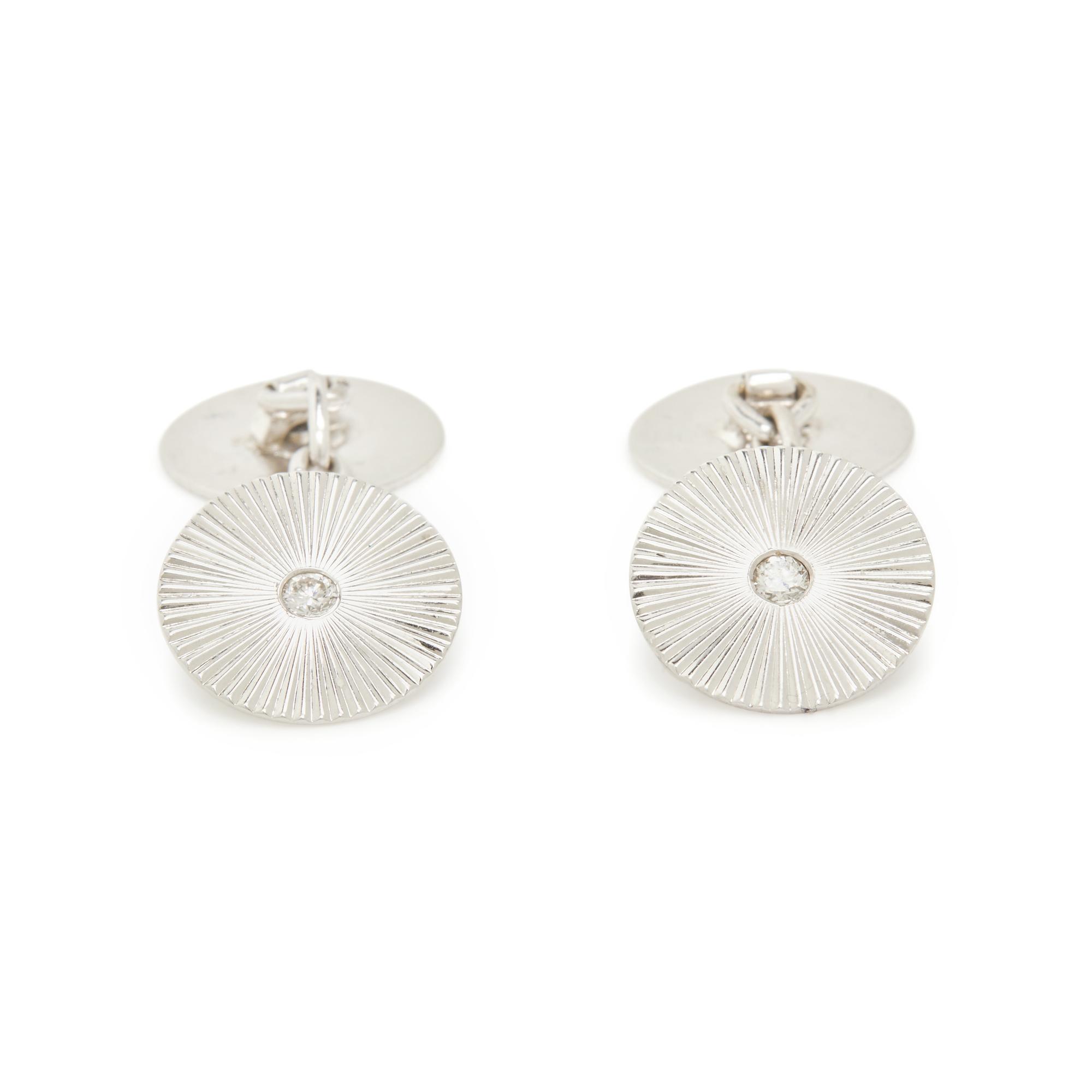 CARTIER, WHITE GOLD AND DIAMOND CUFFLINKS