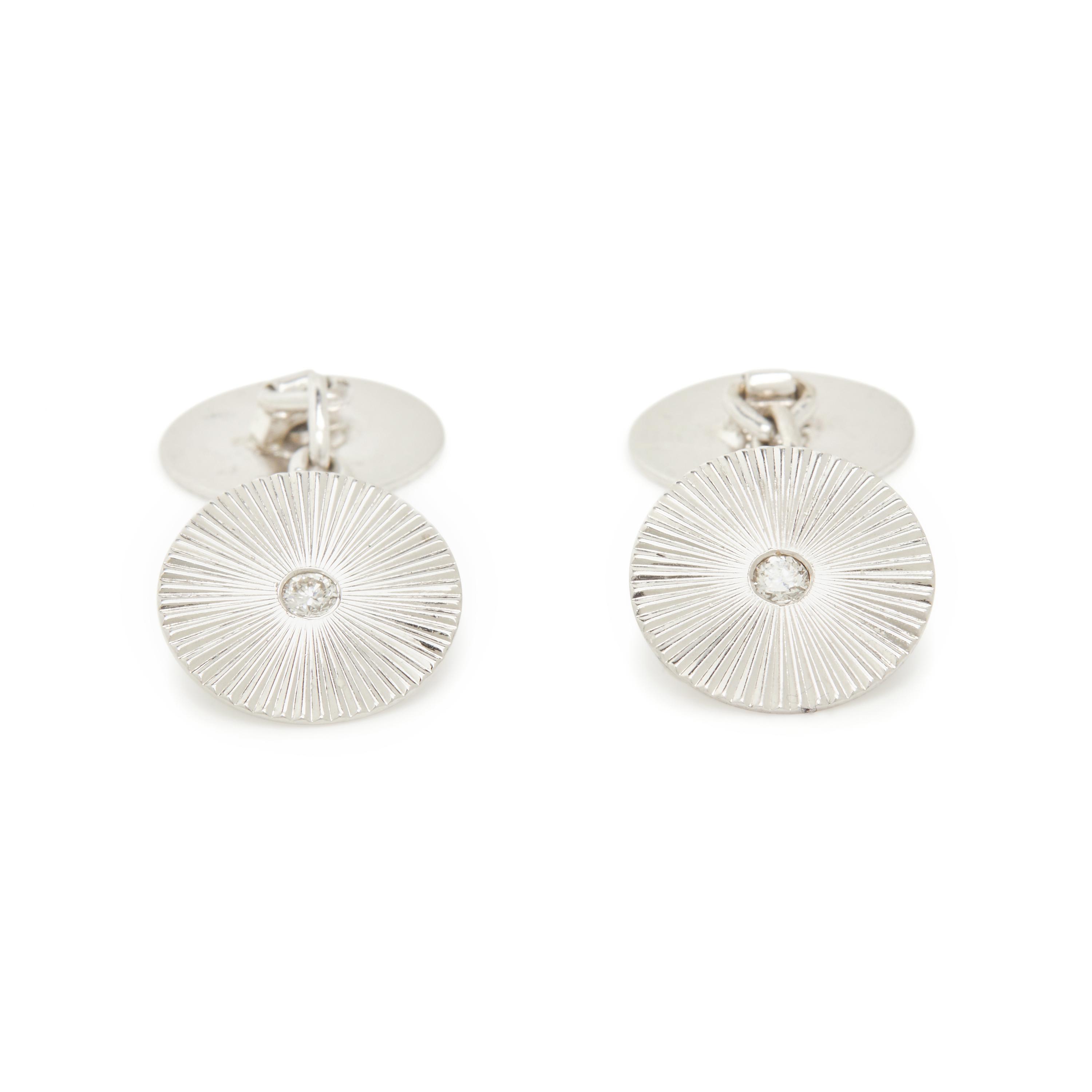 CARTIER, WHITE GOLD AND DIAMOND CUFFLINKS