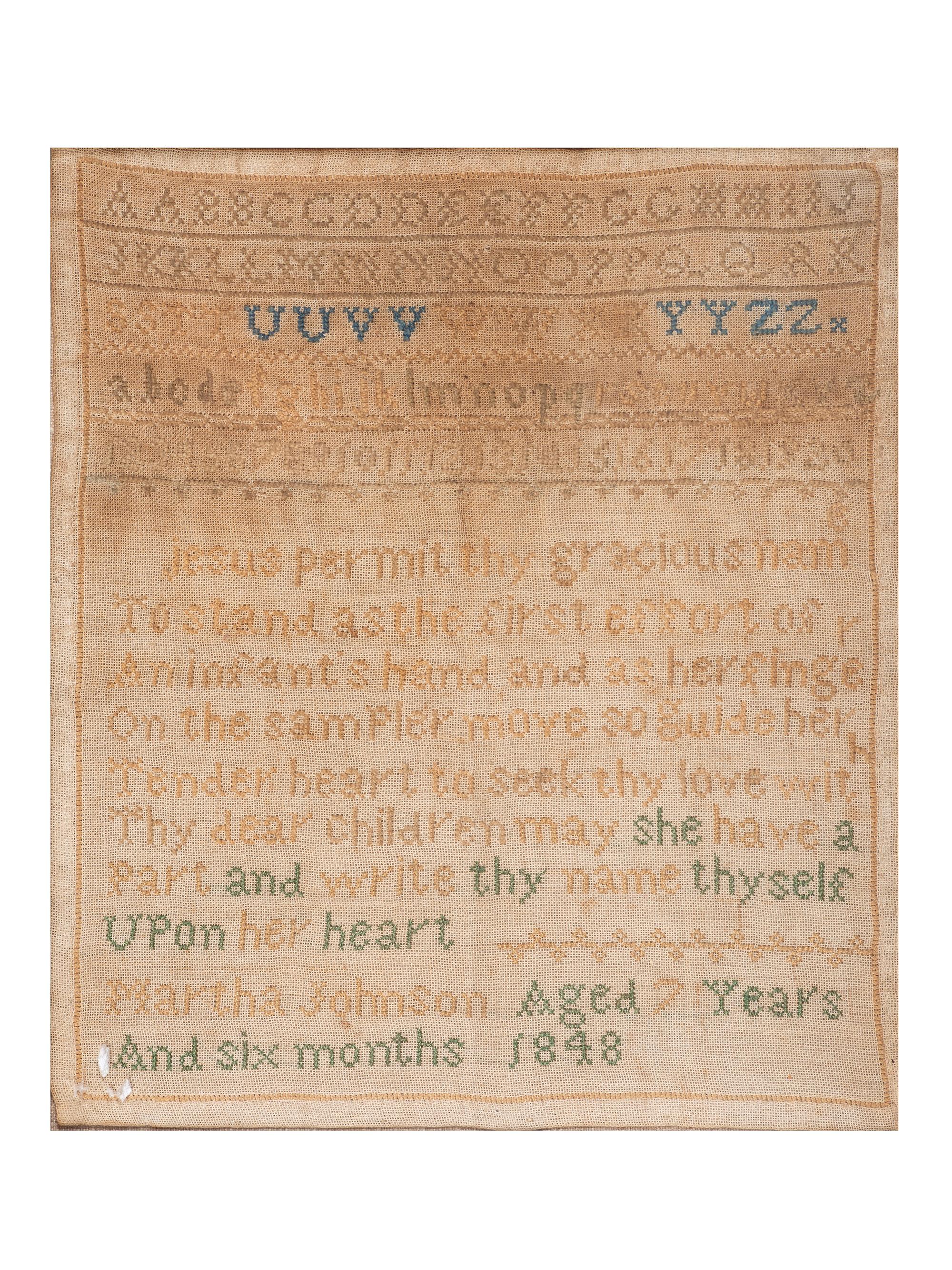 Six Needlework Embroidered Schoolgirl's Samplers